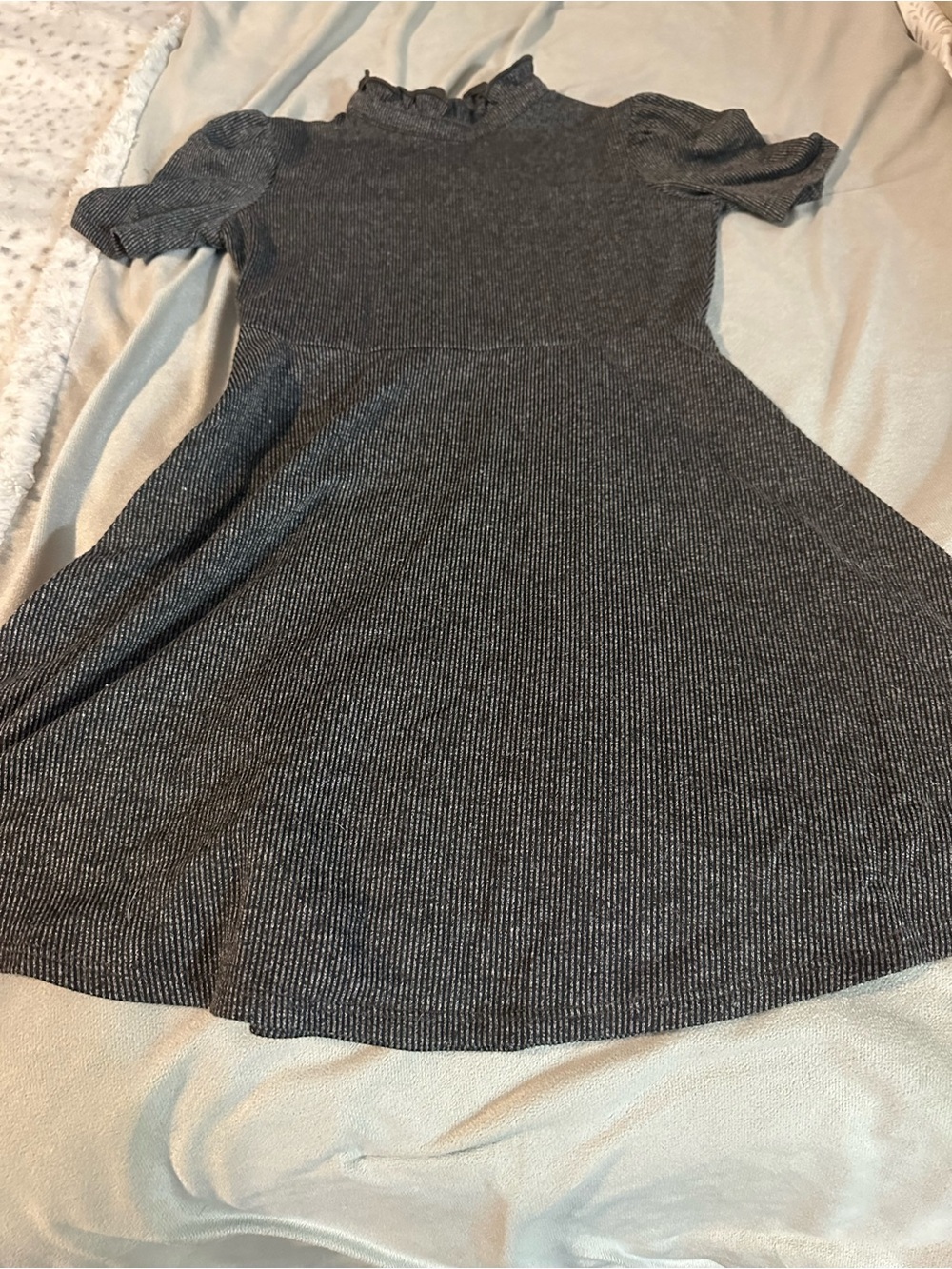 Art class Gray Ribbed Fit-and-Flare Midi girls dress 7/8